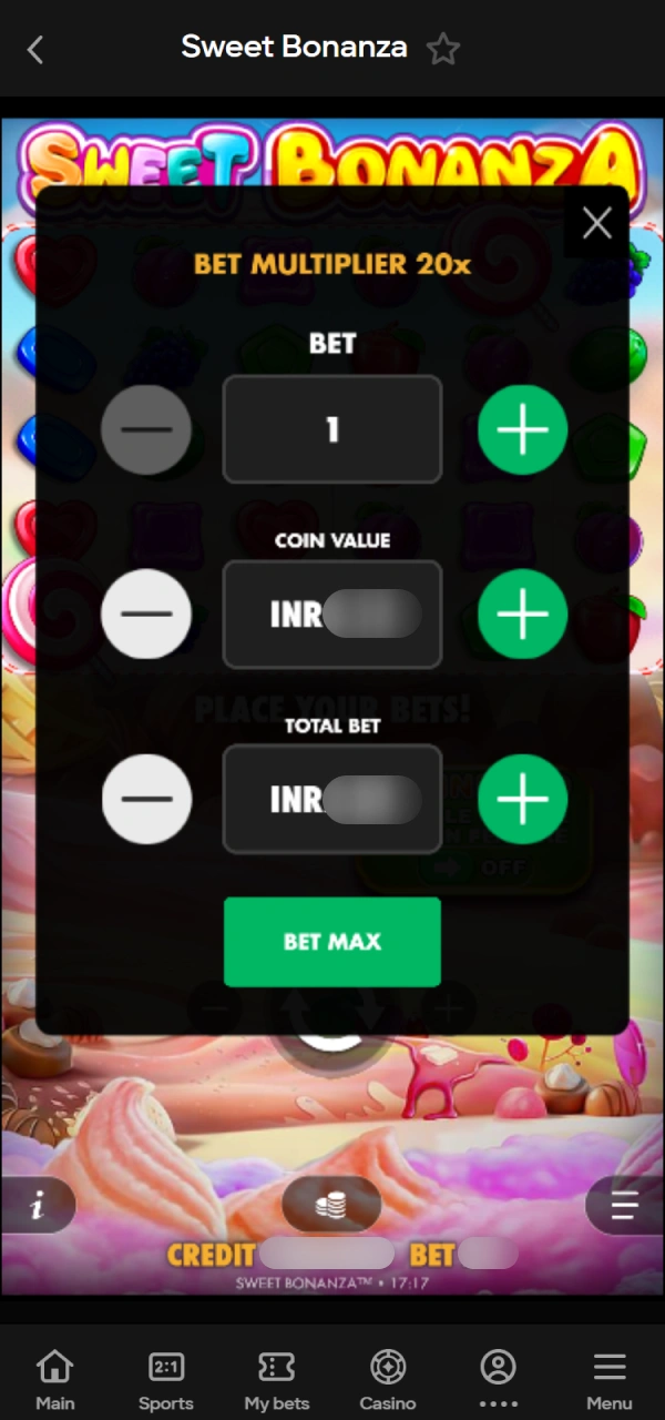 Adjust your wager before spinning the Parimatch Slot Machines reels.