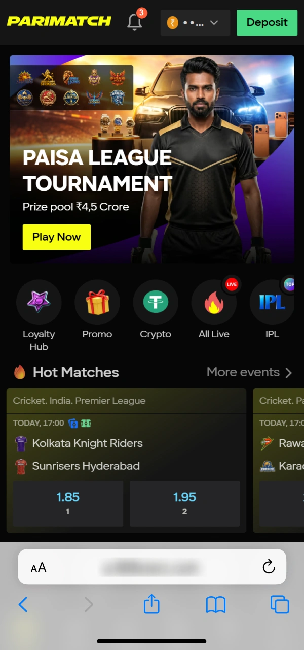 Start the official Parimatch iOS app setup from the mobile website.