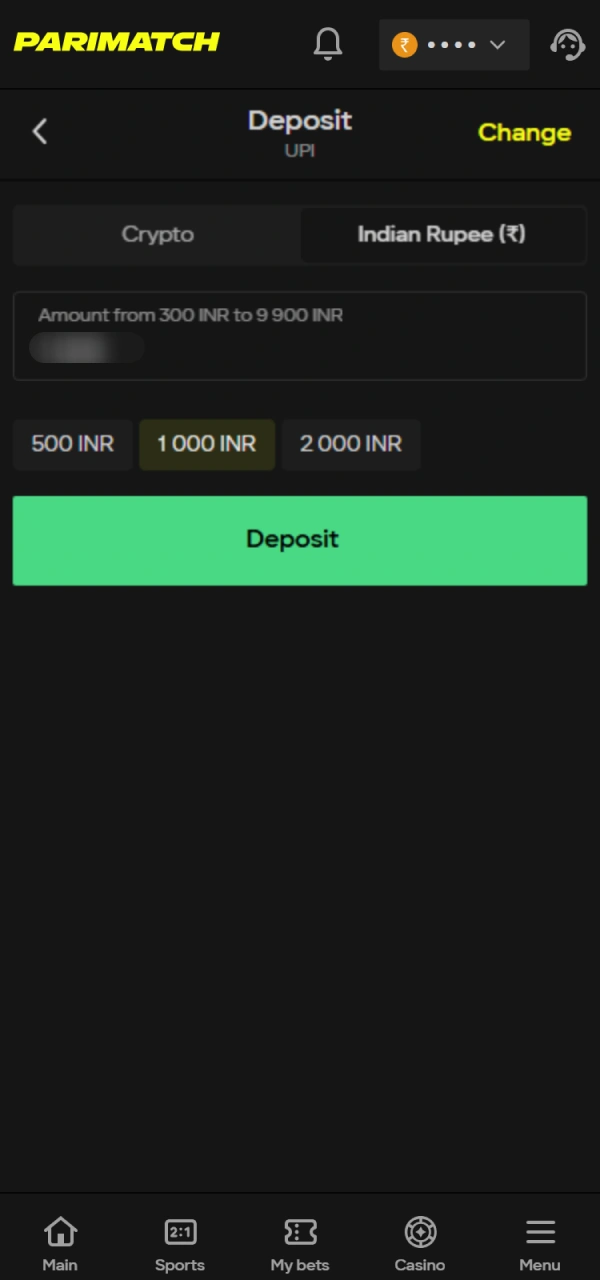 Fund your account to trigger the Parimatch Registration Bonus instantly.